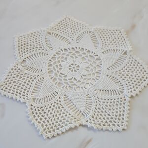 2 Elegant Cream Crochet Doilies.